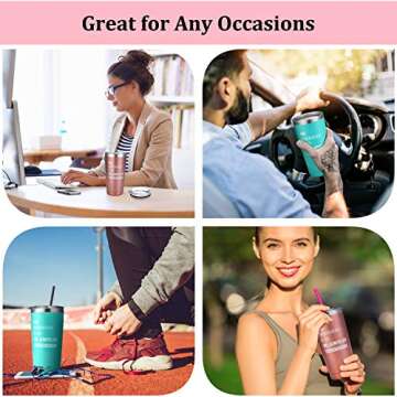 Yousu Wine Tumber Birthday Gifts for Mom Husband Wife Women Best Friend Her 20oz Stemless Insulated Cup with Lid Wine