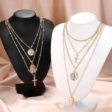 ORAZIO Cross Necklace,Layered Necklaces for Women,Dainty 14K Gold Silver Plated Cross Pendant,Crucif...