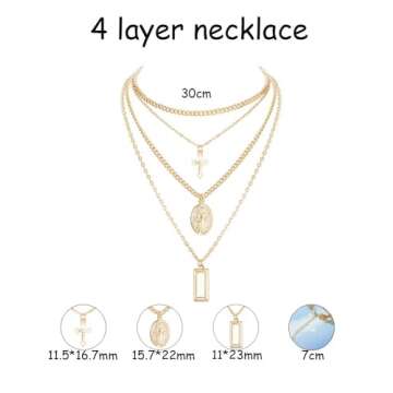 ORAZIO Cross Necklace,Layered Necklaces for Women,Dainty 14K Gold Silver Plated Cross Pendant,Crucifix Blessed Virgin Mary Pendant Necklace,Faith Religious Jewelry