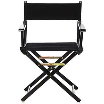 Casual Home Director's Chair ,Black Frame/Black Canvas,18" - Classic Height