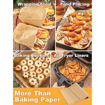 SMARTAKE 300 Pcs Parchment Paper Baking Sheets, 12x16 Inches Non-Stick Precut Baking Parchment, for Baking Grilling Air Fryer Steaming Bread Cup Cake Cookie and More (Unbleached)