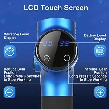 maswater Mini Massage Gun, Portable Deep Tissue Percussion Muscle Massager with 6 Replaceable Heads and LCD Touch Screen, Ultra-Quiet, 20 Speeds Level for Muscle Tension Relief Massager