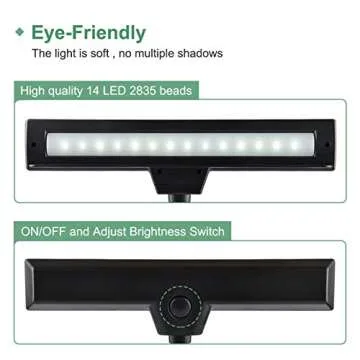 GLORIOUS-LITE 14 LED Music Stand Lights/Clip on Light/Piano Light, 3 Levels Brightness Book Light, Rechargeable Reading Light, Full Charged for 11-Hour Using for Piano, Travel, Desk and Bed Headboard