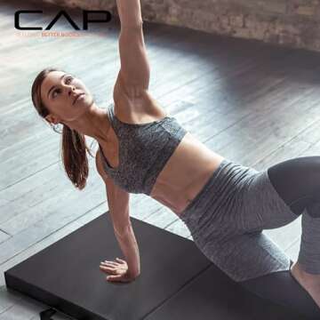 CAP Barbell All Purpose Folding Anti Tear Exercise Training Aerobic Fitness Gym & Gymnastics Balance Mat. 72"L x 24"W x 2"Thick. BLACK