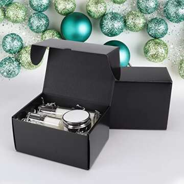 Rempry 8x6x4 Inches Black Shipping Boxes, 20 Pack Small Business Corrugated Cardboard Mailer Boxes for Shipping Packaging, Gifts Wrap Boxes with Lids