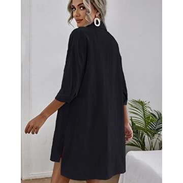 Beyove Women's 2 Piece Lounge Tracksuit Outfit Sets Cotton Linen High Low Shirt and Drawstring Casual Shorts Set, Black S