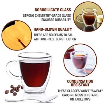 Eparé Double Walled Espresso Cups - Set of 4 Stylish Glasses