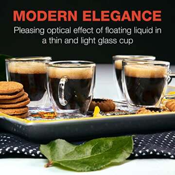 Eparé Double Walled Espresso Cups - Set of 4 Stylish Glasses