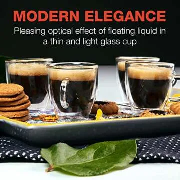 Eparé Double Walled Espresso Cups - Set of 4 Stylish Glasses
