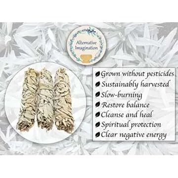 White Sage Sticks - 9" Large Smudge Incense Sticks for Sage Smudge Kit Refill, Meditation Accessorie...