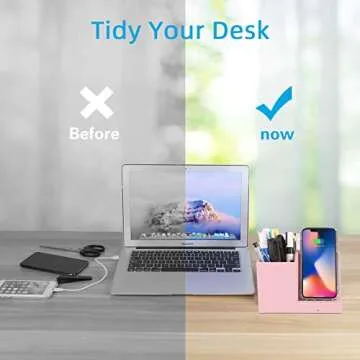 2025 New Wireless Charger,15W Pink Fast Charger,Dual Coil,Qi Certified Charging Dock,Desk Stand and Pen Holder Storage Compatible with iPhone 16/15/14 MAX/XR/XS, S24/S23 Series and More(No AC Adapter