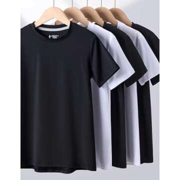 5 Pack Boys Athletic Shirts, Youth Activewear Dry Fit Tshirts for Kids, Short Sleeve Tees, Bulk Athl...