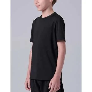 5 Pack Boys Athletic Shirts, Youth Activewear Dry Fit Tshirts for Kids, Short Sleeve Tees, Bulk Athletic Performance Clothing