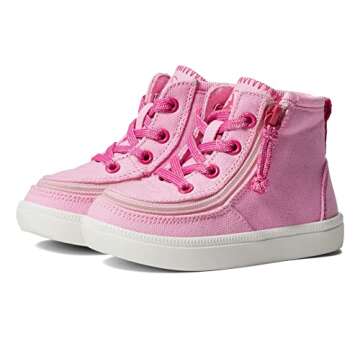 BILLY Footwear Kids Haring High Sneakers for Toddler, and Little Kids - Fabric Upper with Zippered Closure, Pull-On Style, and Rubber Outsole Pink 5 Toddler M