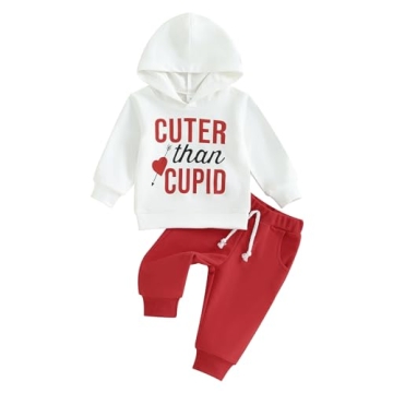 GOOCHEER Infant Valentine 's Day Toddler Baby Boy Girl Outfit Long Sleeves Hoodie Top Pants Valentin...