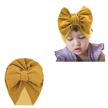 Yili Maizi 8 Pack Baby Imitation Cashmere cottonTurban Hat Big Knot Bow for Baby Girls Toddlers Newborns Infants caps