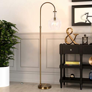 Stylish Henn&Hart Arc Floor Lamp in Brass