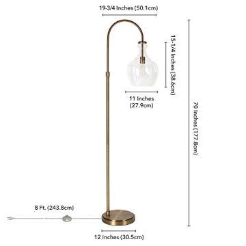 Stylish Henn&Hart Arc Floor Lamp in Brass