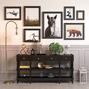 Stylish Henn&Hart Arc Floor Lamp in Brass