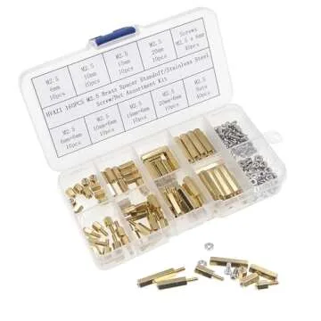 HVAZI 160PCS M2.5 Brass Spacer Standoff/Stainless Steel Screw/Nut Assortment Kit,Male-Female