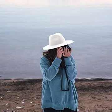 Gossifan Fashion Wide Brim Fedora Hat for Stylish Women