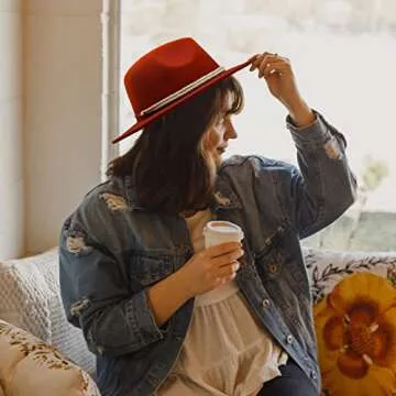 Gossifan Fashion Wide Brim Fedora Hat for Stylish Women