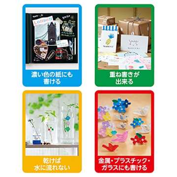 Posca Paint Marker PC-1M (Extra Fine) Black, White, Gold, Silver Marker Pack (Set of 4), Mitsubishi Uni Poster Color Marking Pen + Loconeko Memo pad Set