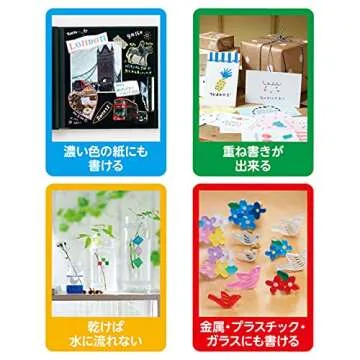 Posca Paint Marker PC-1M (Extra Fine) Black, White, Gold, Silver Marker Pack (Set of 4), Mitsubishi Uni Poster Color Marking Pen + Loconeko Memo pad Set