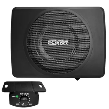 DR DOUBLE ROCK CB08 8 Inch Slim Under Seat Car Subwoofer with 600 Watts Power and Built-in Amplifier