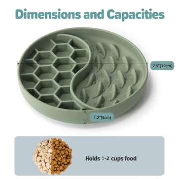 ZOURYNUA Slow Feeder Dog Bowls, Silicone Pet Food Bowls with Suction Cups for Small Medium Breed, No...