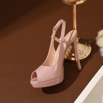 AUMOTED Womens Elegant Peep Toe Heels for Special Occasions