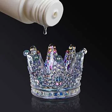 Nail Art Dappen Dish,2 In 1 Nail Pen Holder & Mini Nail Art Acrylic Liquid Powder Dappen Dish Glass Dapping Dish Nail Crystal Bowl Glass Crystal Cup for Acrylic Liquid and Powder,Colorful Laser,1Pcs