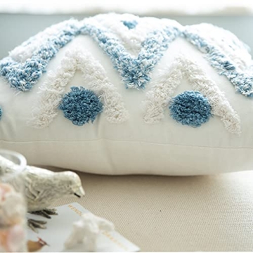 MARSAULE Boho Cotton Throw Pillow Covers Set of 2 Blue