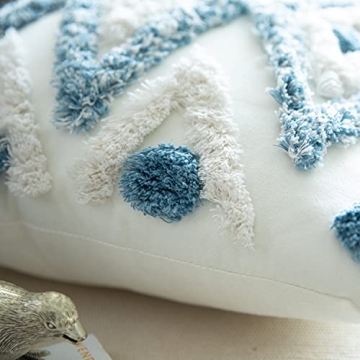 MARSAULE Boho Cotton Throw Pillow Covers Set of 2 Blue