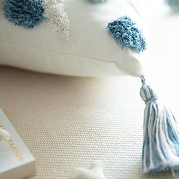 MARSAULE Boho Cotton Throw Pillow Covers Set of 2 Blue