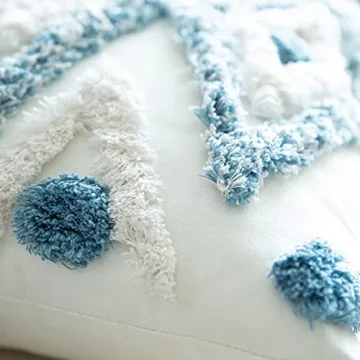 MARSAULE Boho Cotton Throw Pillow Covers Set of 2 Blue