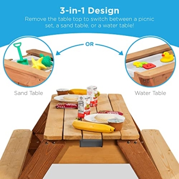 Best Choice Products Kids 3-in-1 Picnic Table with Umbrella