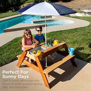 Best Choice Products Kids 3-in-1 Picnic Table with Umbrella
