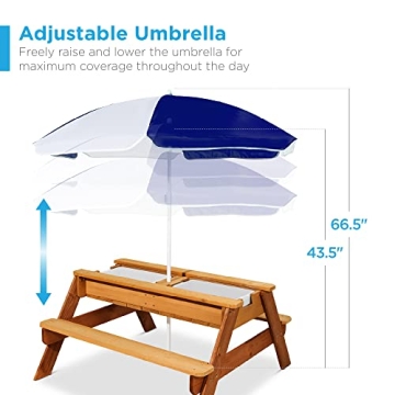 Best Choice Products Kids 3-in-1 Picnic Table with Umbrella