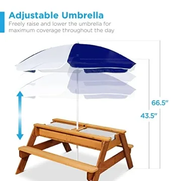 Best Choice Products Kids 3-in-1 Picnic Table with Umbrella