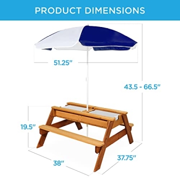 Best Choice Products Kids 3-in-1 Picnic Table with Umbrella