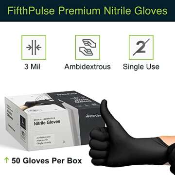 Black Disposable Latex Free Gloves – 50 Count - Medical Grade