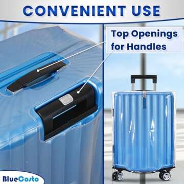BlueCosto Luggage Cover for Suitcase - 28" Clear PVC Luggage Protector for 28" - 29" Sized Bags - Premium Travel Accessory for Baggage Protection - Universal Cover w/Hook & Loop Closure