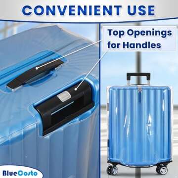 BlueCosto Luggage Cover for Suitcase - 28" Clear PVC Luggage Protector for 28" - 29" Sized Bags - Premium Travel Accessory for Baggage Protection - Universal Cover w/Hook & Loop Closure