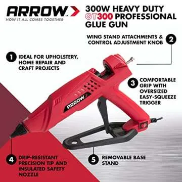Arrow Fastener 300-Watt Heavy Duty Professional Electric Hot Melt Glue Gun for Crafts, Construction,...