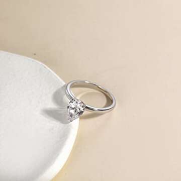 EAMTI 2CT 925 Sterling Silver Engagement Rings Pear Cut Cubic Zirconia CZ Wedding Promise Rings for Her Stunning Teardrop Wedding Bands for Women Size 5.5