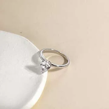 EAMTI 2CT 925 Sterling Silver Engagement Rings Pear Cut Cubic Zirconia CZ Wedding Promise Rings for Her Stunning Teardrop Wedding Bands for Women Size 5.5