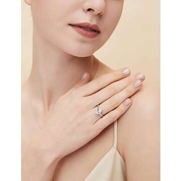 EAMTI 2CT 925 Sterling Silver Engagement Rings Pear Cut Cubic Zirconia CZ Wedding Promise Rings for Her Stunning Teardrop Wedding Bands for Women Size 5.5