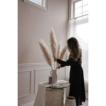 Luvong Pampas Grass Collection - 3 Premium Stems for Decor