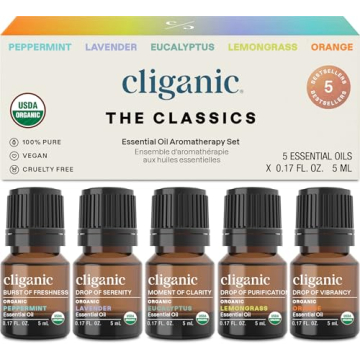 Cliganic Organic Essential Oils Set for Aromatherapy Use